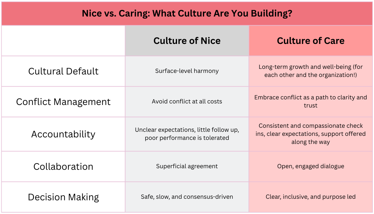 Nice vs Caring Table